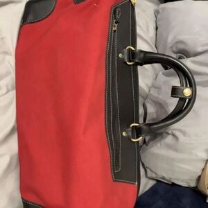 T Anthony Red Canvas Tote Bag Lock Keys